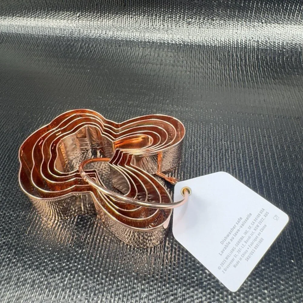 Williams Sonoma Easter Bunny Copper Metal Cookie Cutters 5 on Ring New W Tag - Picture 14 of 14